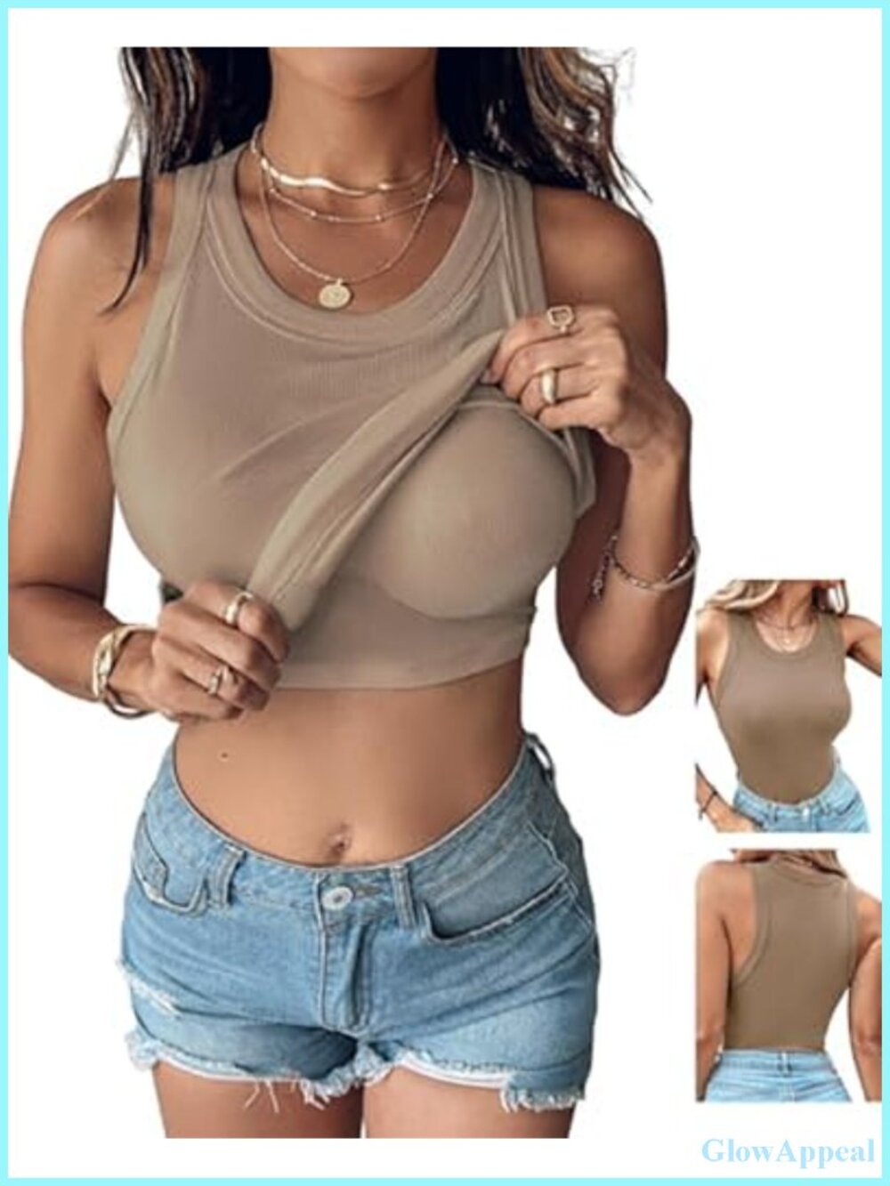 Women's Ribbed Tank Top with Built-in Bra Sleeveless Racerback Fitted